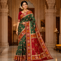 Green & Red Patola Silk Saree with Meena Zari Weaving Work | Traditional Wedding & Festive Wear with Matching Blouse
