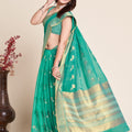 Rama Green Kota Doriya Saree with Zari Weaving Work | Elegant Traditional, Festive & Party Wear with Matching Blouse