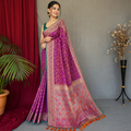 Purple Patola Silk Woven Saree with Matching Blouse Piece