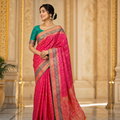Pink Patola Silk Saree with Elegant Woven Design | Traditional Party & Festive Wear with Matching Blouse