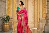 Pink Patola Silk Saree with Elegant Woven Design | Traditional Party & Festive Wear with Matching Blouse