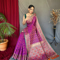 Purple Patola Silk Saree – Soft Woven Design Traditional Saree for Wedding & Festive Wear