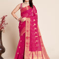 Rani Pink Kota Doriya Saree with Zari Weaving Work | Elegant Traditional, Festive & Party Wear with Matching Blouse