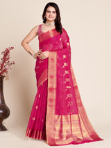 Rani Pink Kota Doriya Saree with Zari Weaving Work | Elegant Traditional, Festive & Party Wear with Matching Blouse