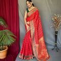 Red Patola Silk Saree – Soft Woven Design Wedding Saree for Women